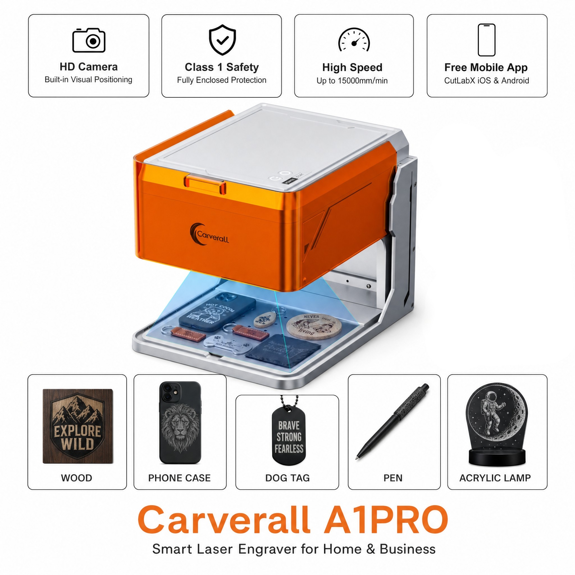 Industrial Laser Equipment - Carverall A1PRO Desktop Laser Engraver and