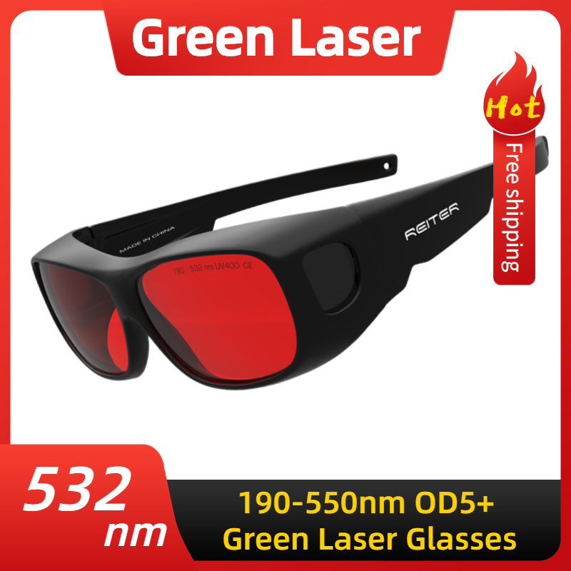 Laser Safety Goggles - 190-550nm OD 5+ 532nm Professional Green