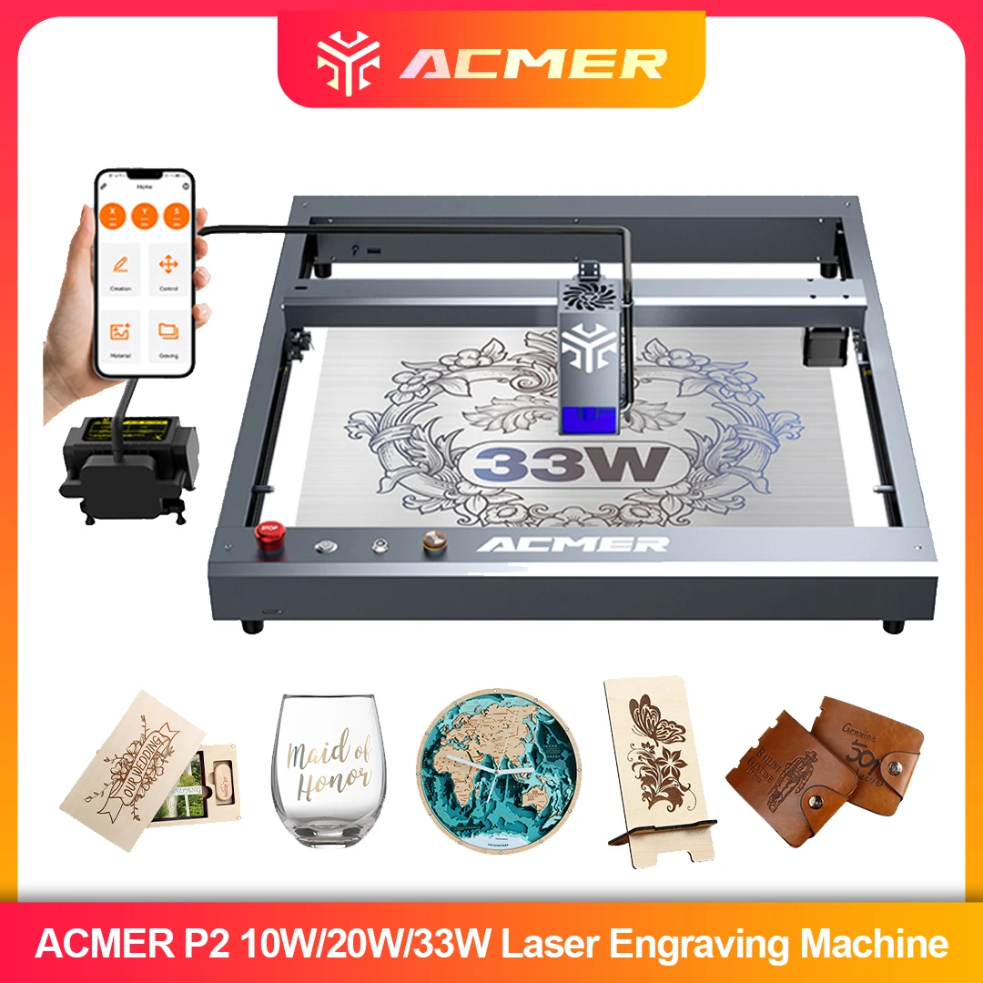 Industrial Laser Equipment - ACMER P2 Laser Engraver 33W 20W
